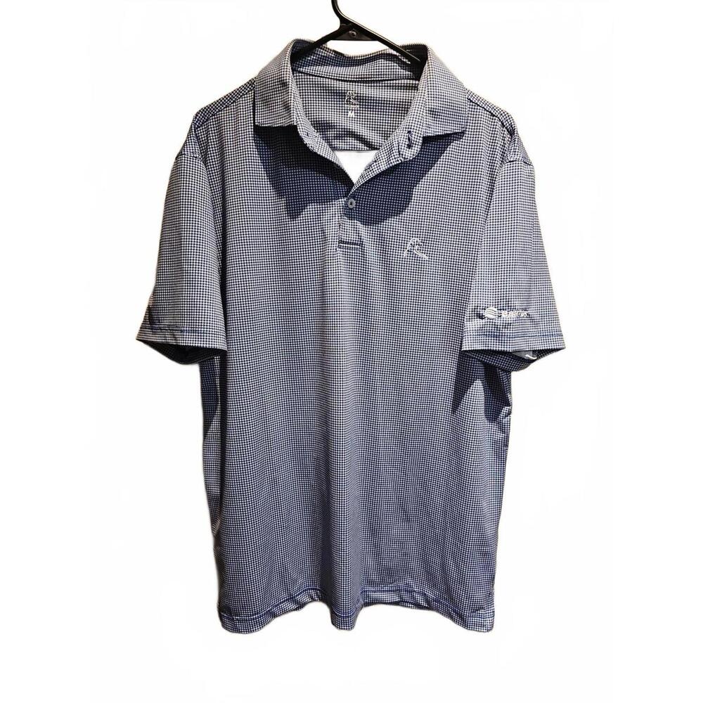 Men's Blue Micro-Check Polo Shirt